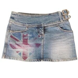 weather vane union jack heart denim mini skirt size 0